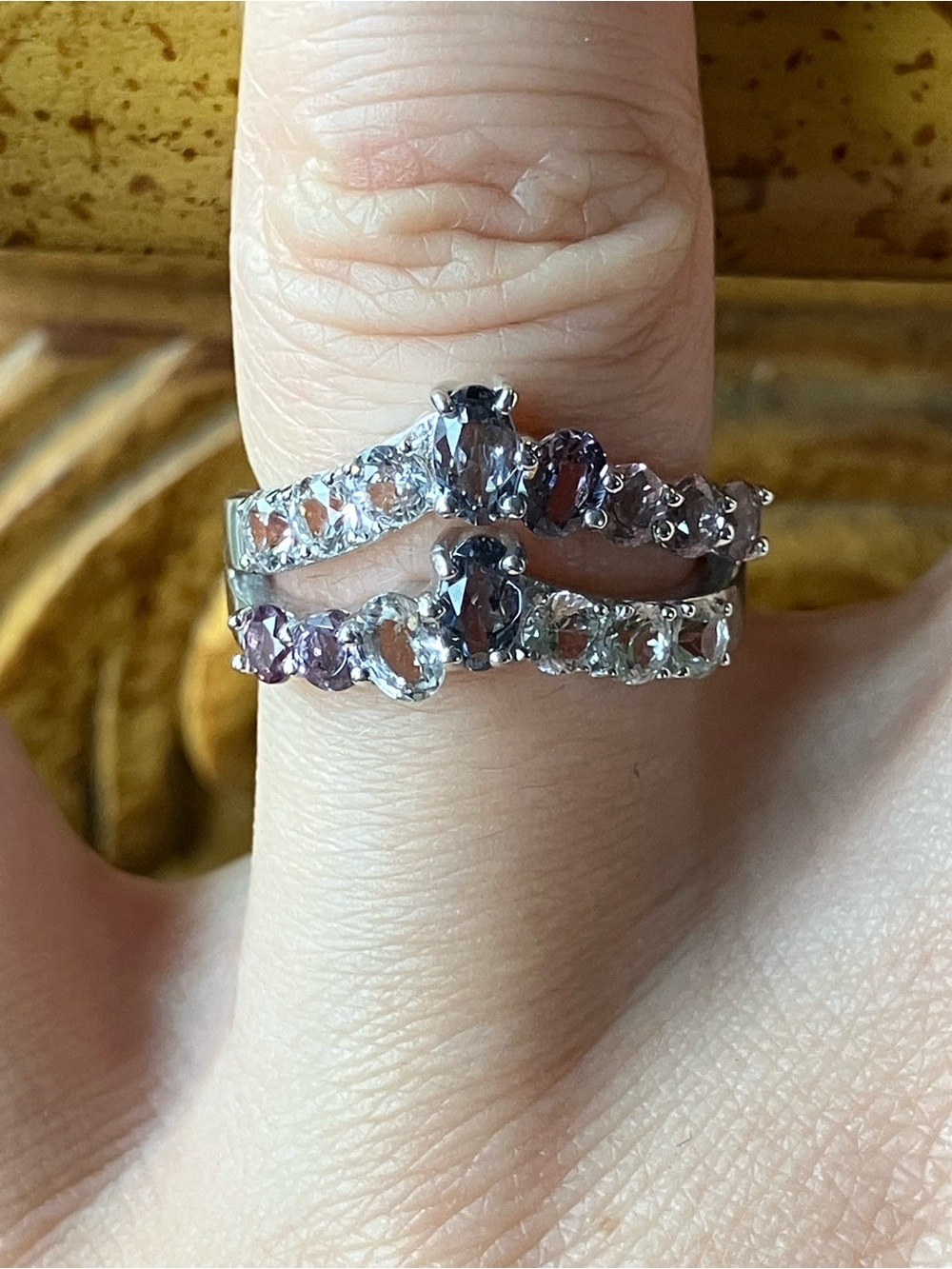 Multicolor Spinel White Sapphire Ring Size 6